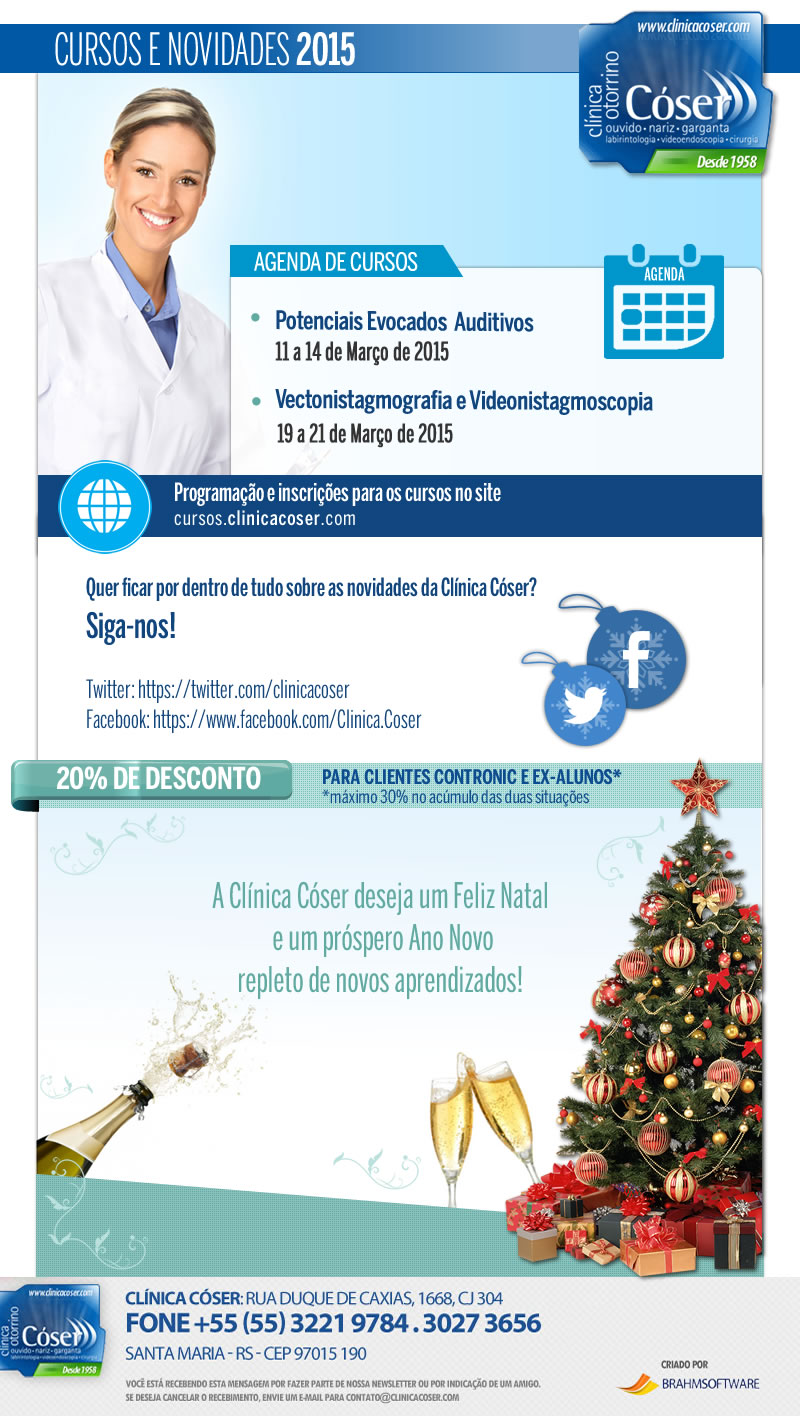 Mensagem de feliz Natal e Próspero Ano Novo da Clínica Cóser de Otorrino!